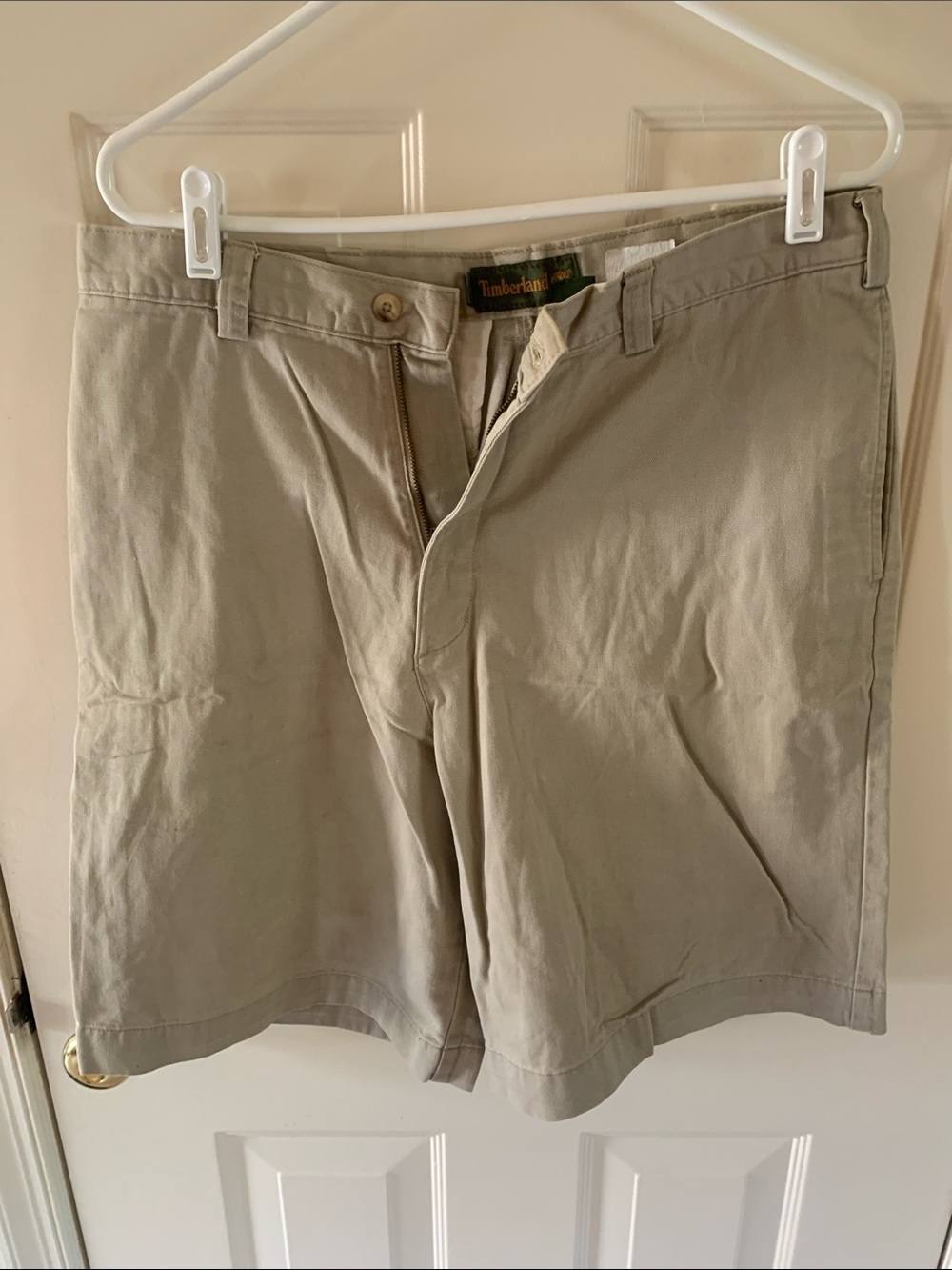 Timberland Men's Tan Flat Front Cotton Shorts